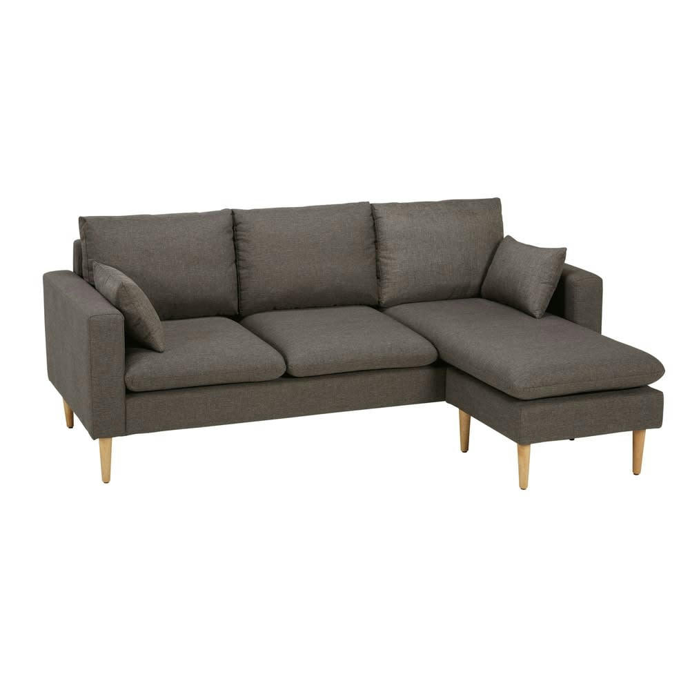 Joey - Canapé d'angle 3/4 places gris chiné