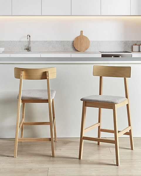 Lot de 2 chaises de bar ISANTI Bois Marron clair/taupe
