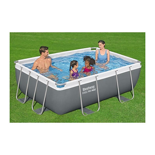 Bestway Piscine hors sol tubulaire rectangulaire Bestway Steel Pro Max 282 x 196 x 84 cm gris clair