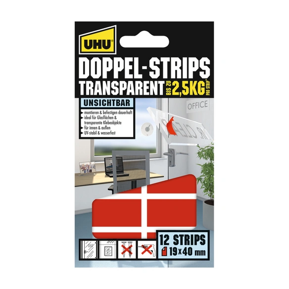 Klebestreifen, 12 Stück, transparent