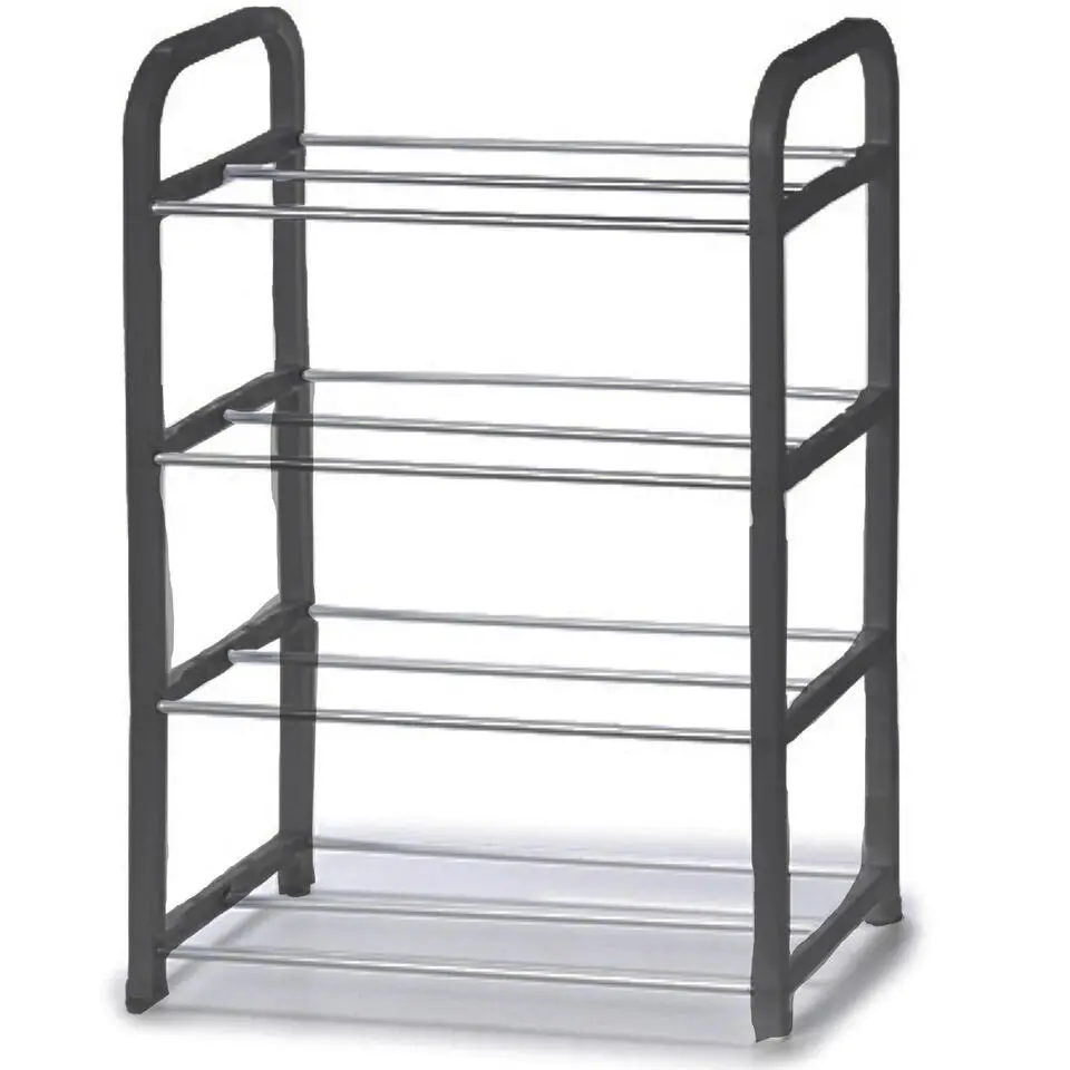 Arte r Schoenenrek - 4-laags - metaal - zilver - 40x19x56 cm
