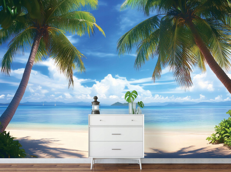 Fototapeta Plaża Palmy Morze Krajobraz Na Ścianę Sypialnia Salon 250X175