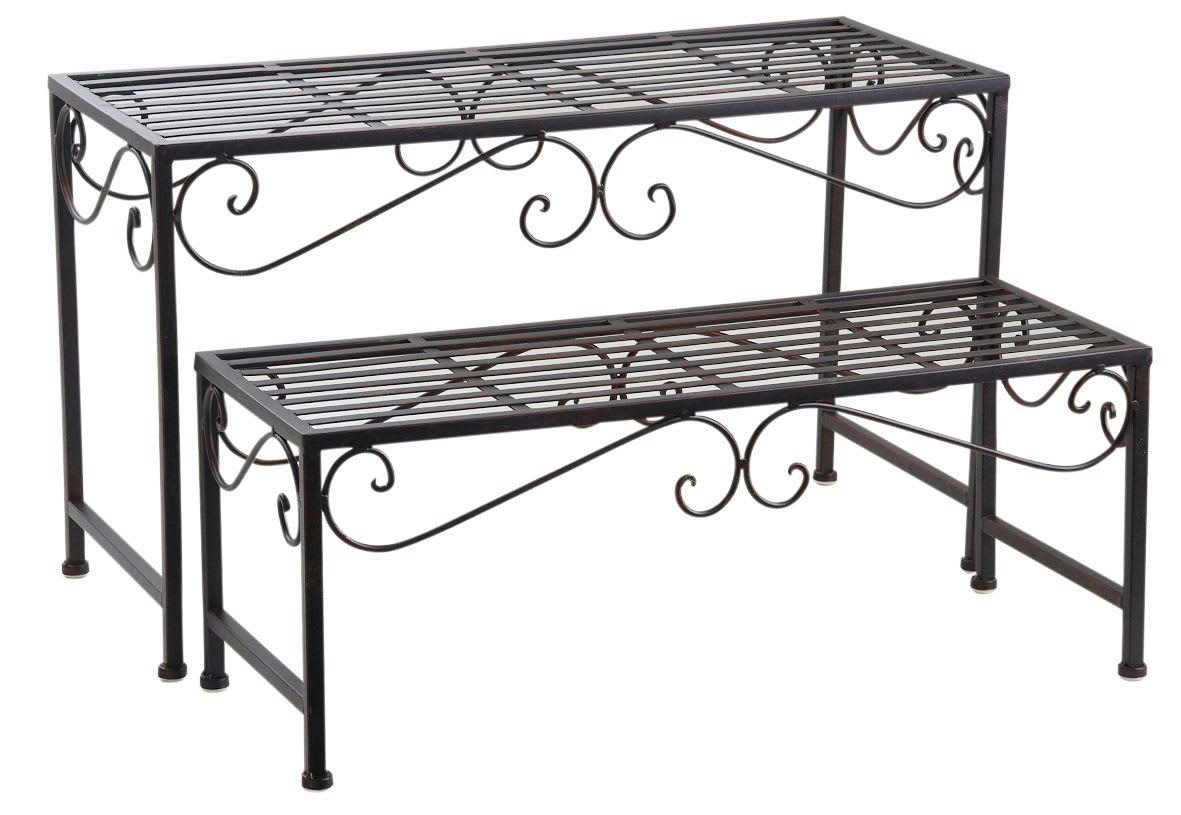 - Sellettes porte-plantes en métal vieilli (lot de 2)