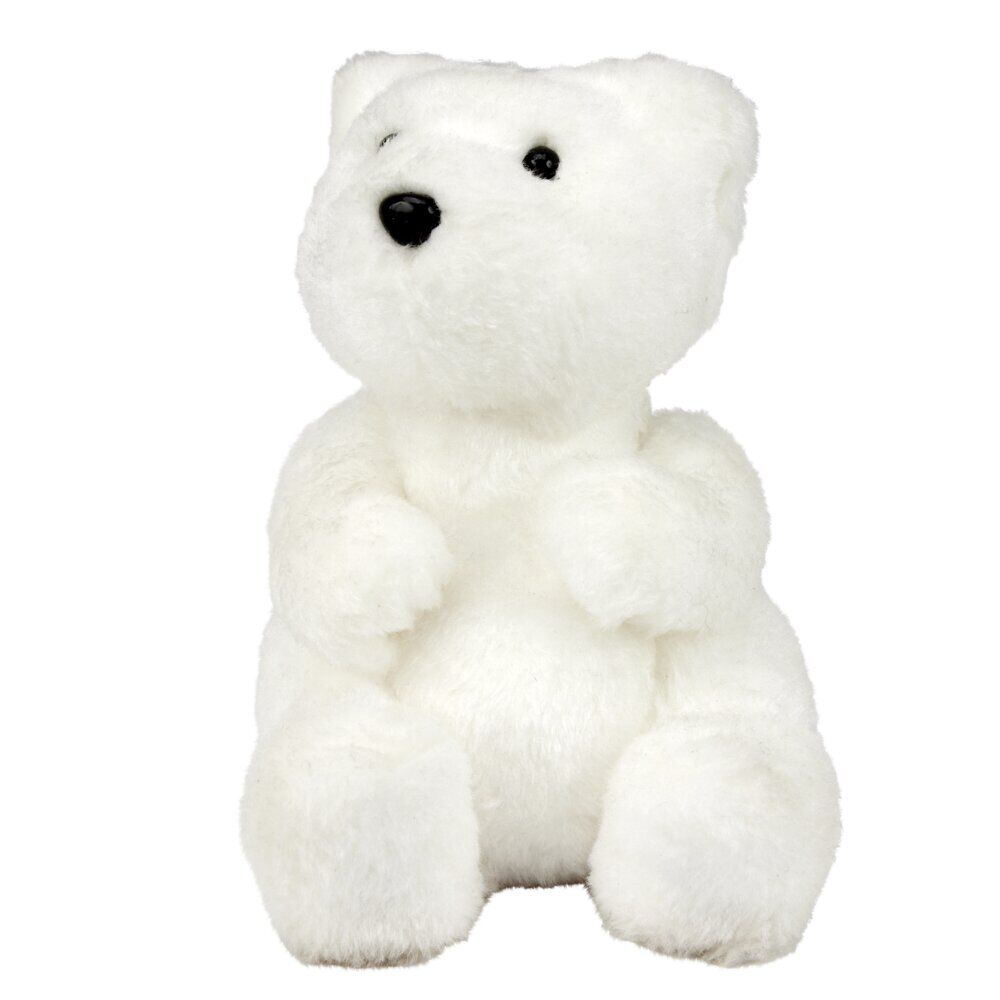 Ourson assis blanc à poser déco No&euml;l