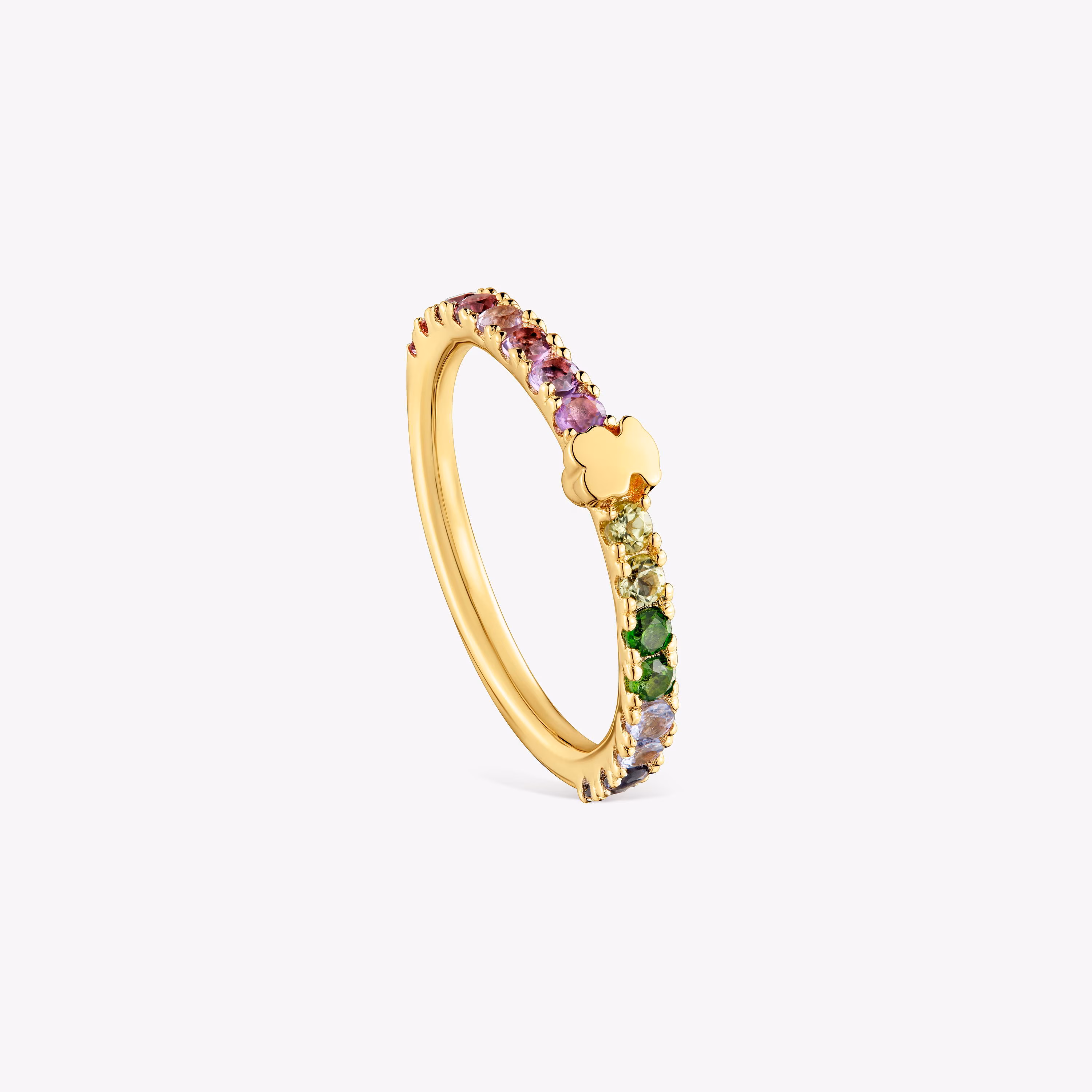 Anillo con baño de oro 18 kt sobre plata y gemas Straight