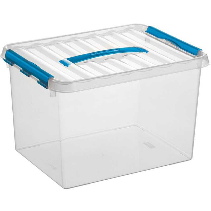 Box de rangement Q-line transparent et bleu 22 L SUNWARE