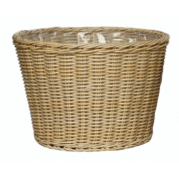 Pflanzkorb, ØxH: 30 x 18 cm, Polyrattan, braun