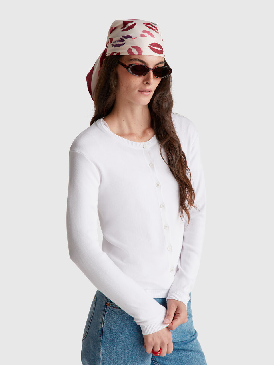 White 100% cotton cardigan