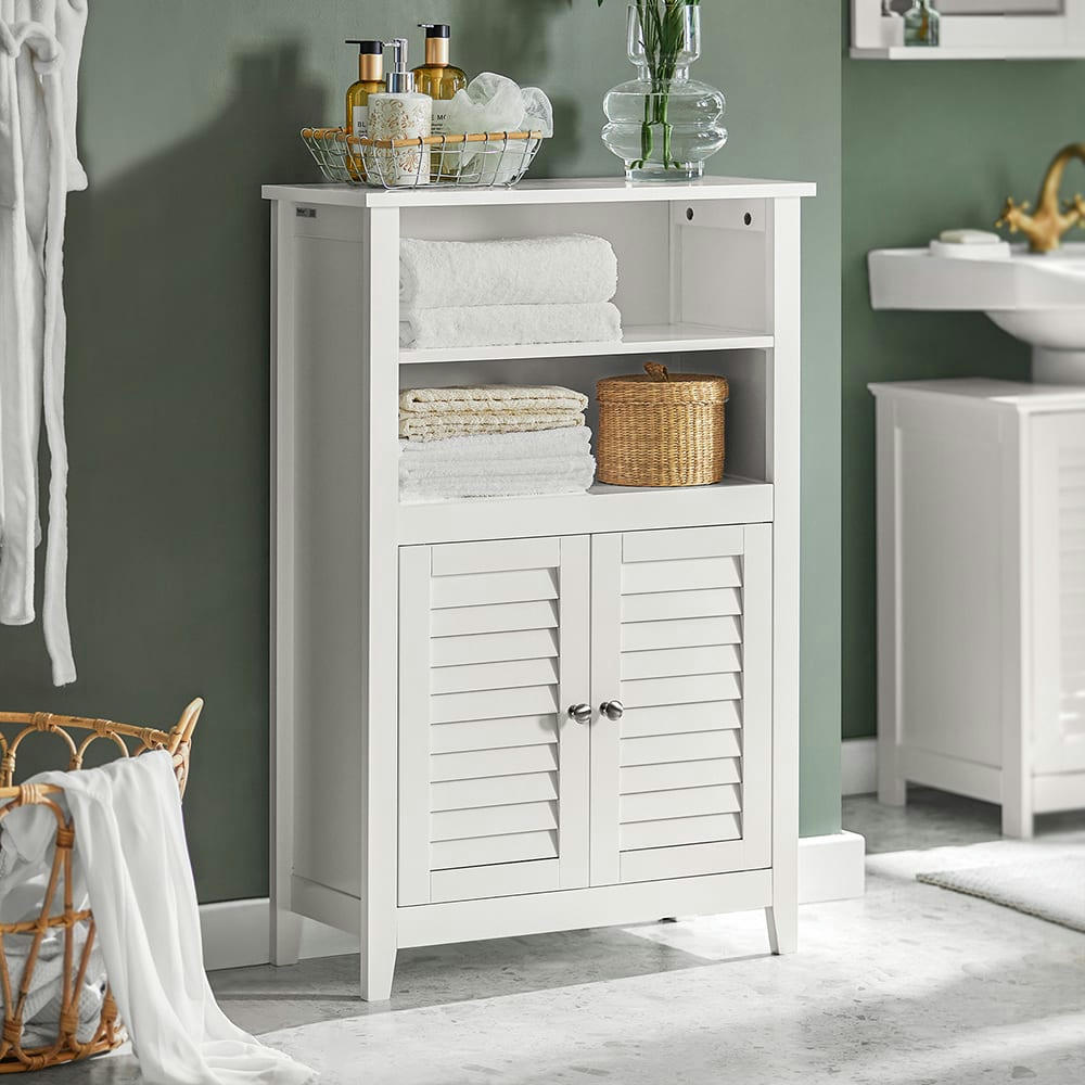 - Meuble bas 2 portes effet bois blanc