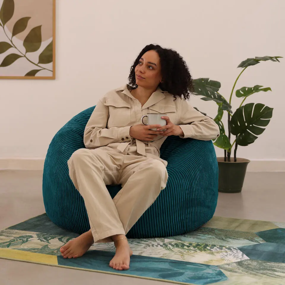 Set van 2 icon Zitzak Kingston - Corduroy Zitzak Volwassenen - Blauwgroen