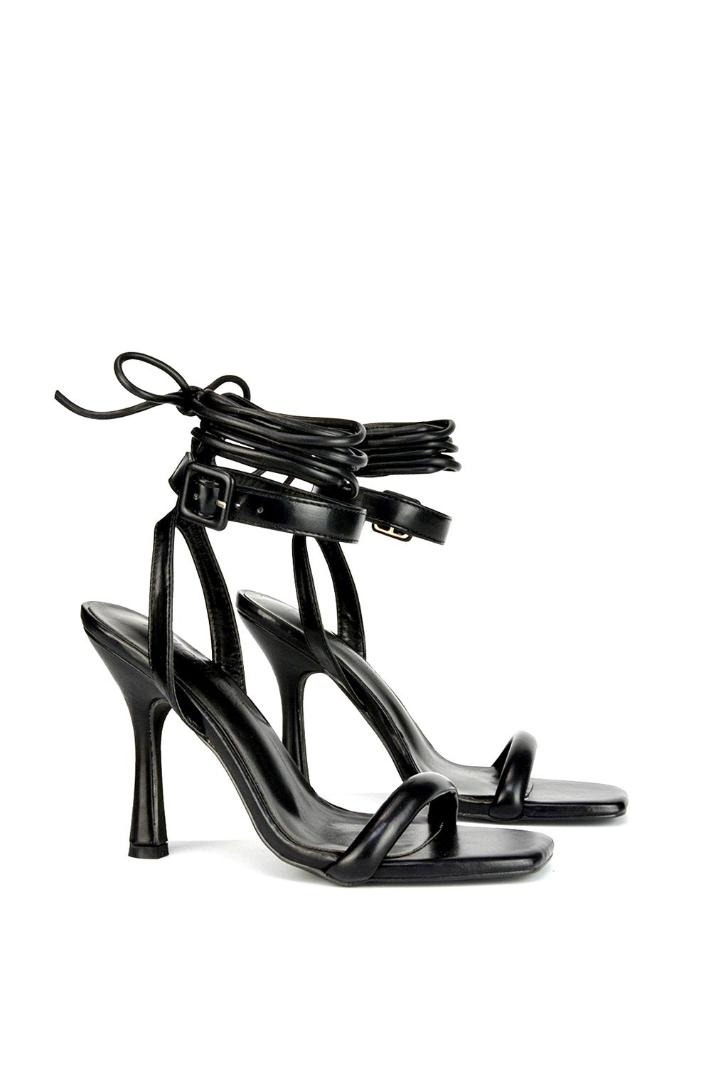 XY London Althea' Square Toe Lace up Strappy High Heel Sandals