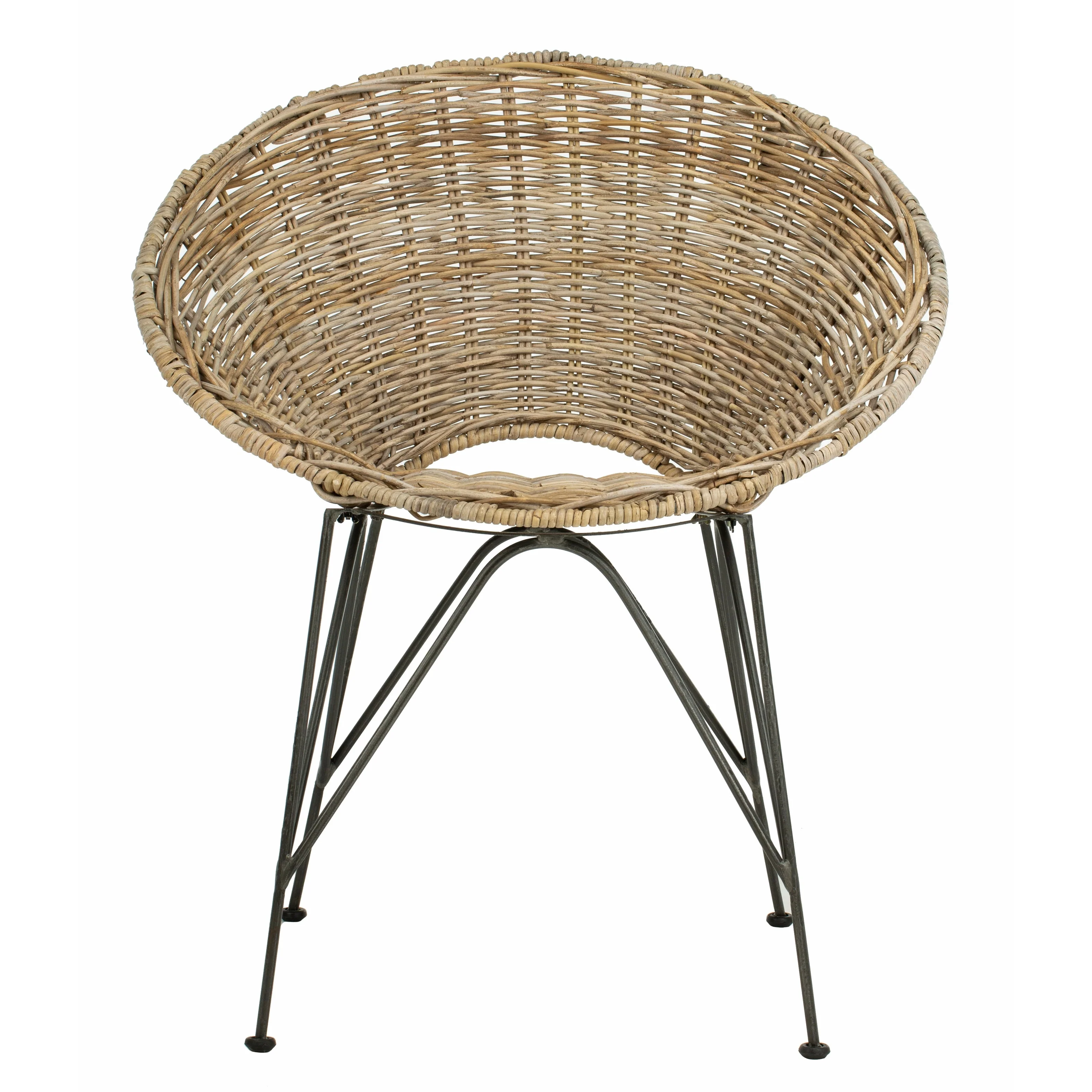 SAFAVIEH Musema Grey Wash / Dark Steel Rattan Accent Chair - 31.9 x 28 x 24