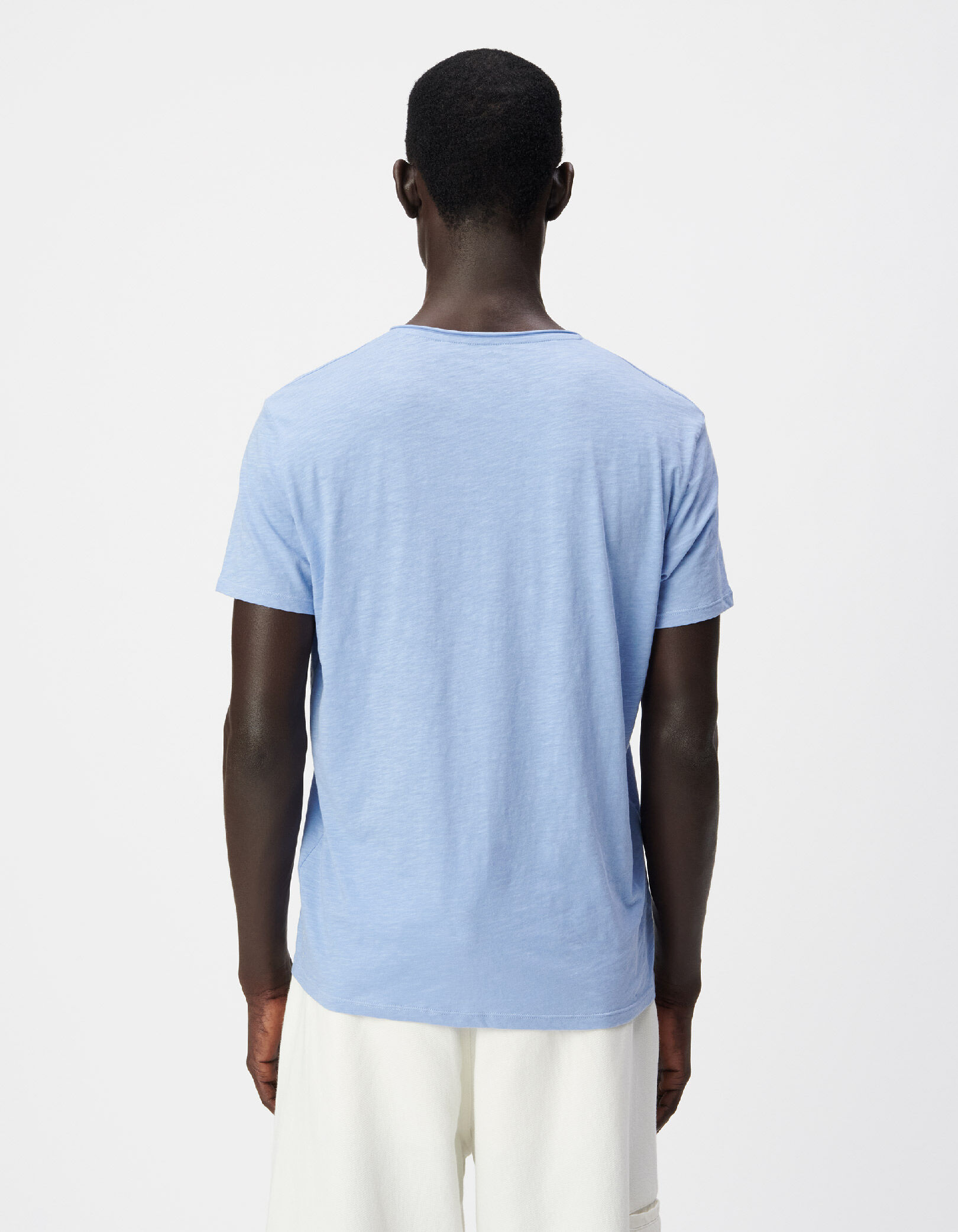 T-shirt encolure V parme coton bio flammé Homme