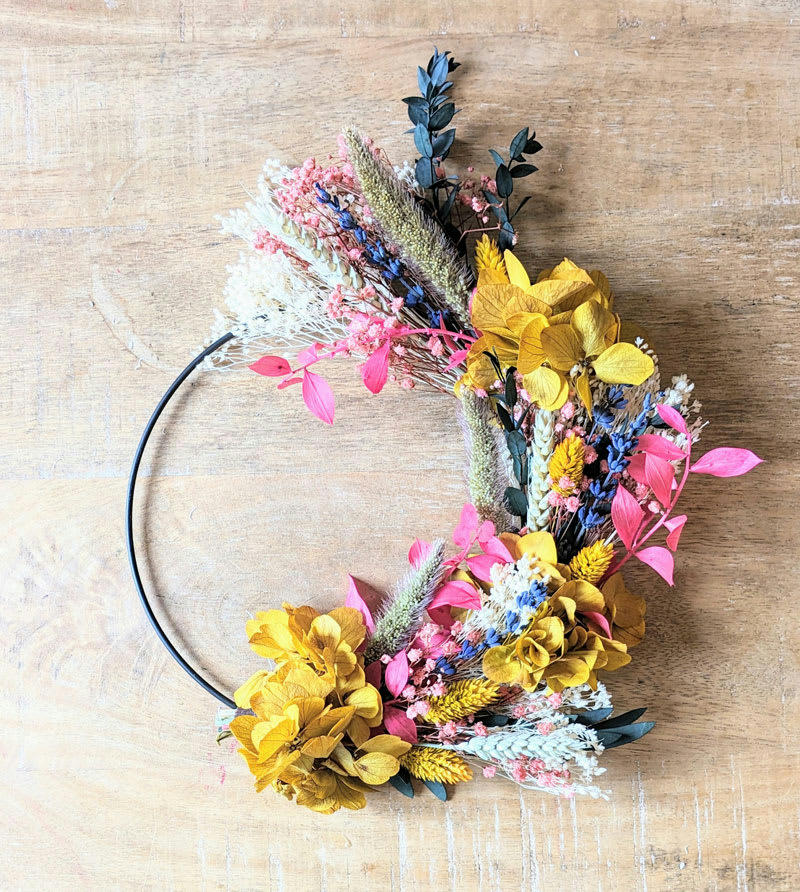 - Couronne murale de fleurs séchées Hilda D20 cm