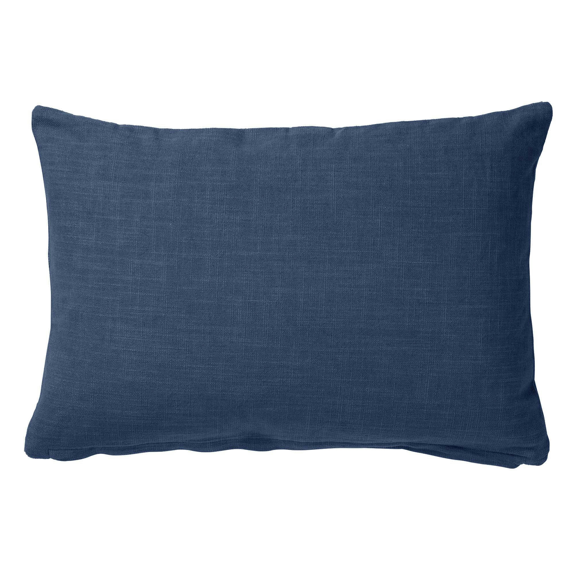 - Coussin bleu en velours 40x60 cm avec motif rayé