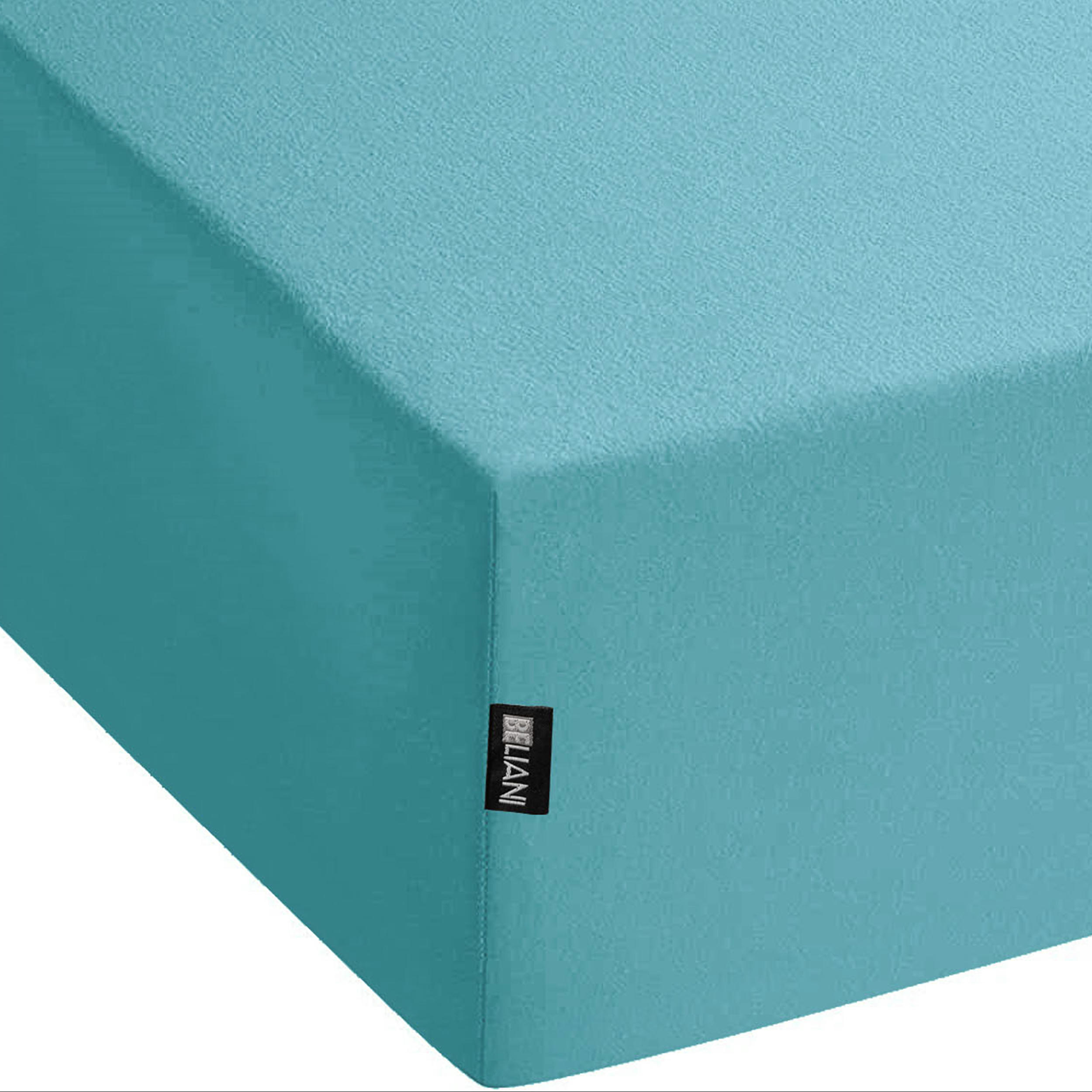 HOFUF - Drap-housse en coton 90 x 200 cm bleu turquoise