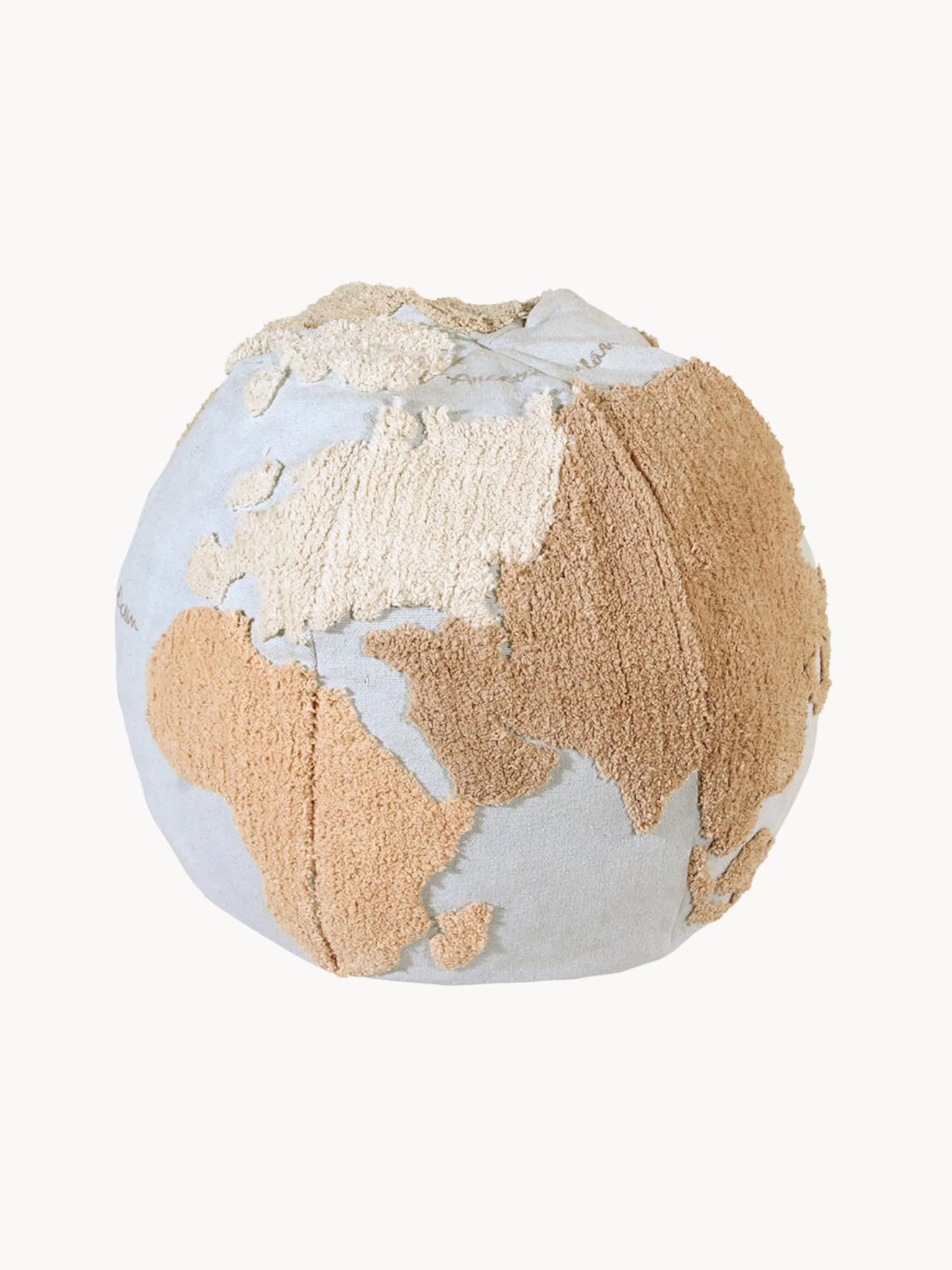 Handgefertigter Kinder-Pouf World Map