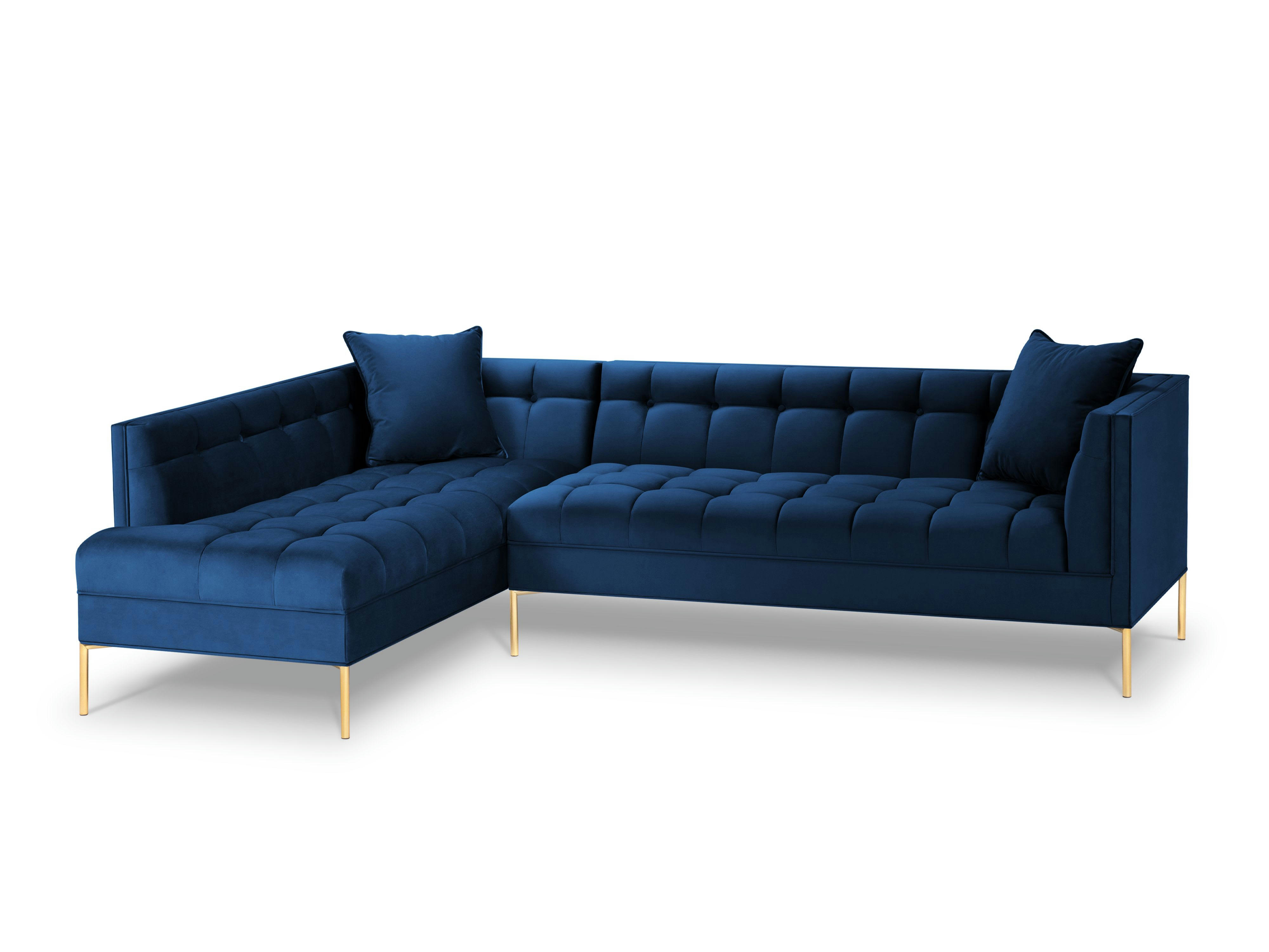 KAROO - Canapé d'angle velours bleu roi 5 places