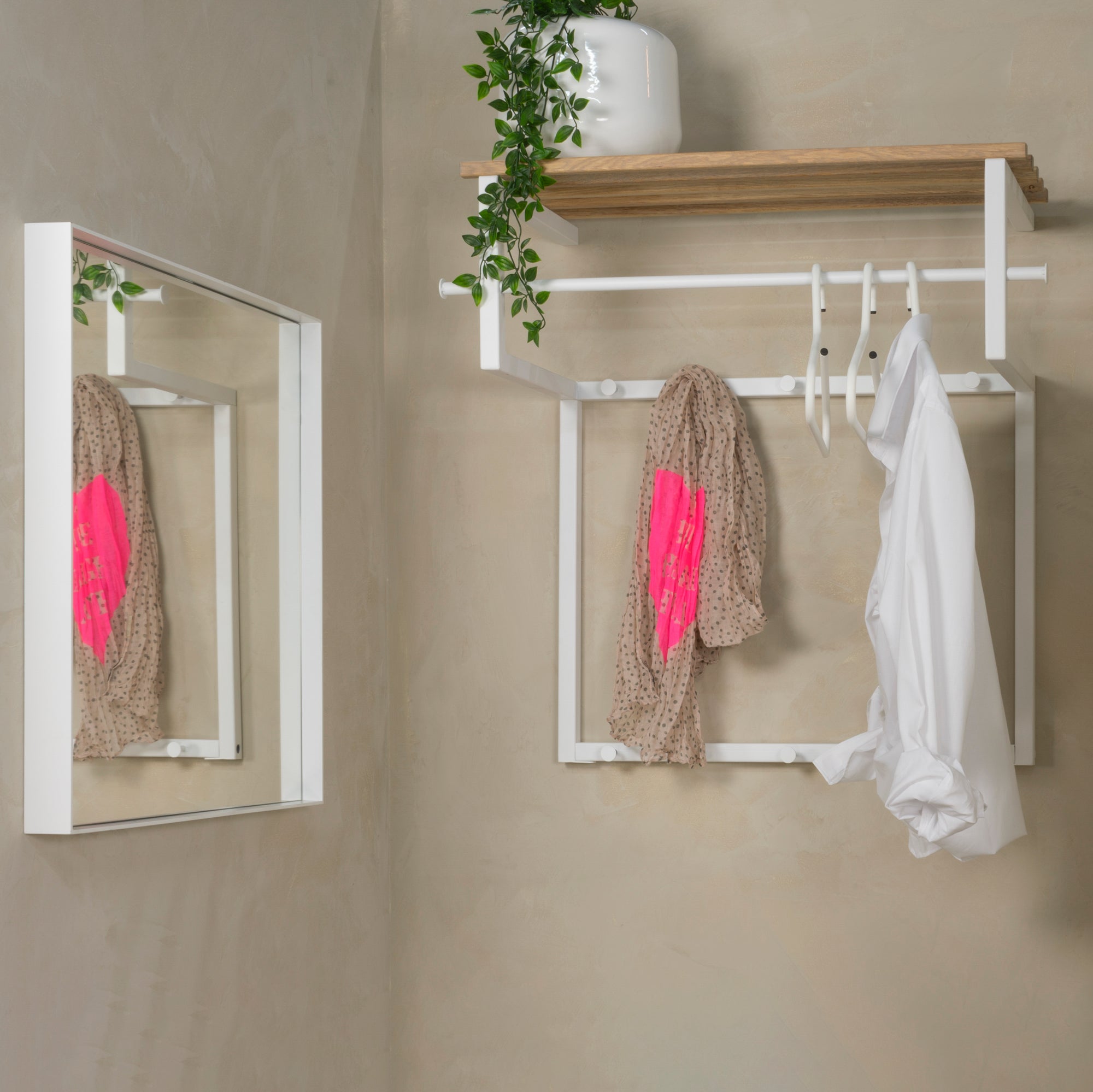 Spinder Design Rizzoli Wandkapstok - Wit / Eiken