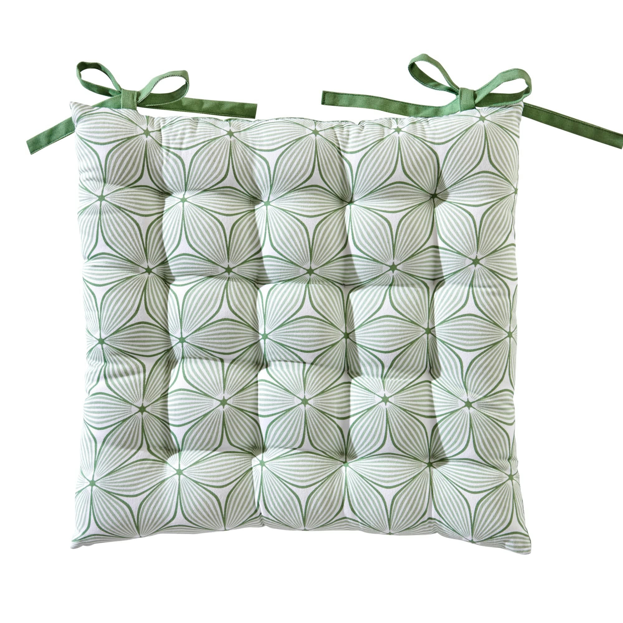 GIENS - Galette de chaise verte 40x40 en coton