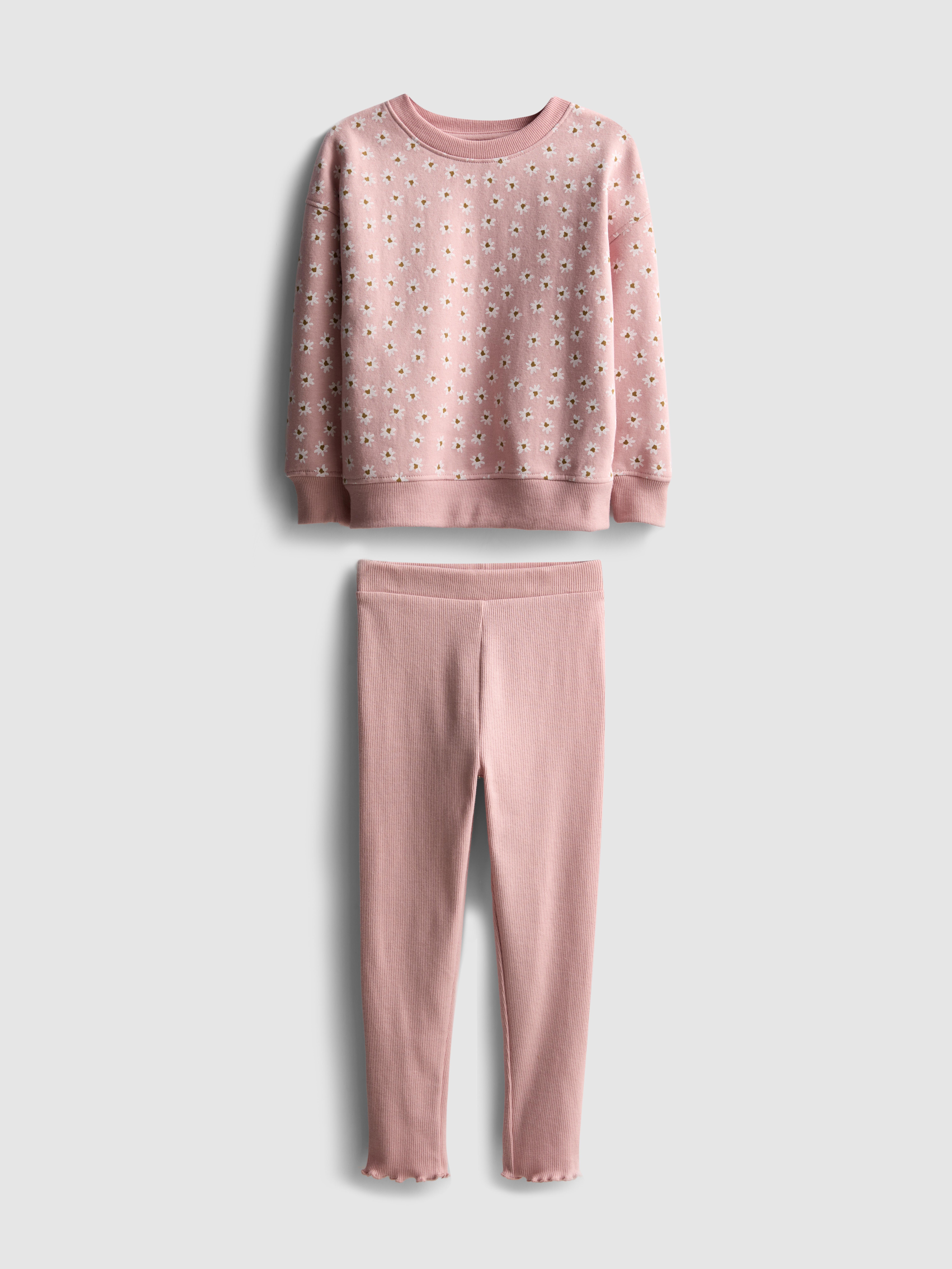 1.5-8yrs | Printed Sweatshirt and Ribbed Leggings Set