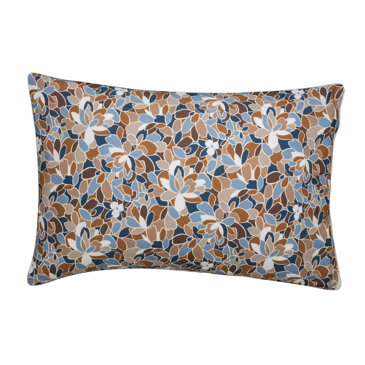 CYCLADES - Taie d'oreiller en percale de coton orange et bleu 50x75