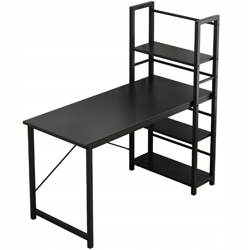 Czarne biurko komputerowe z regałem 120 cm