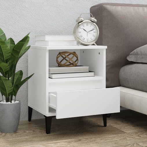 NNEVL Bedside Cabinet White 40x35x50 cm