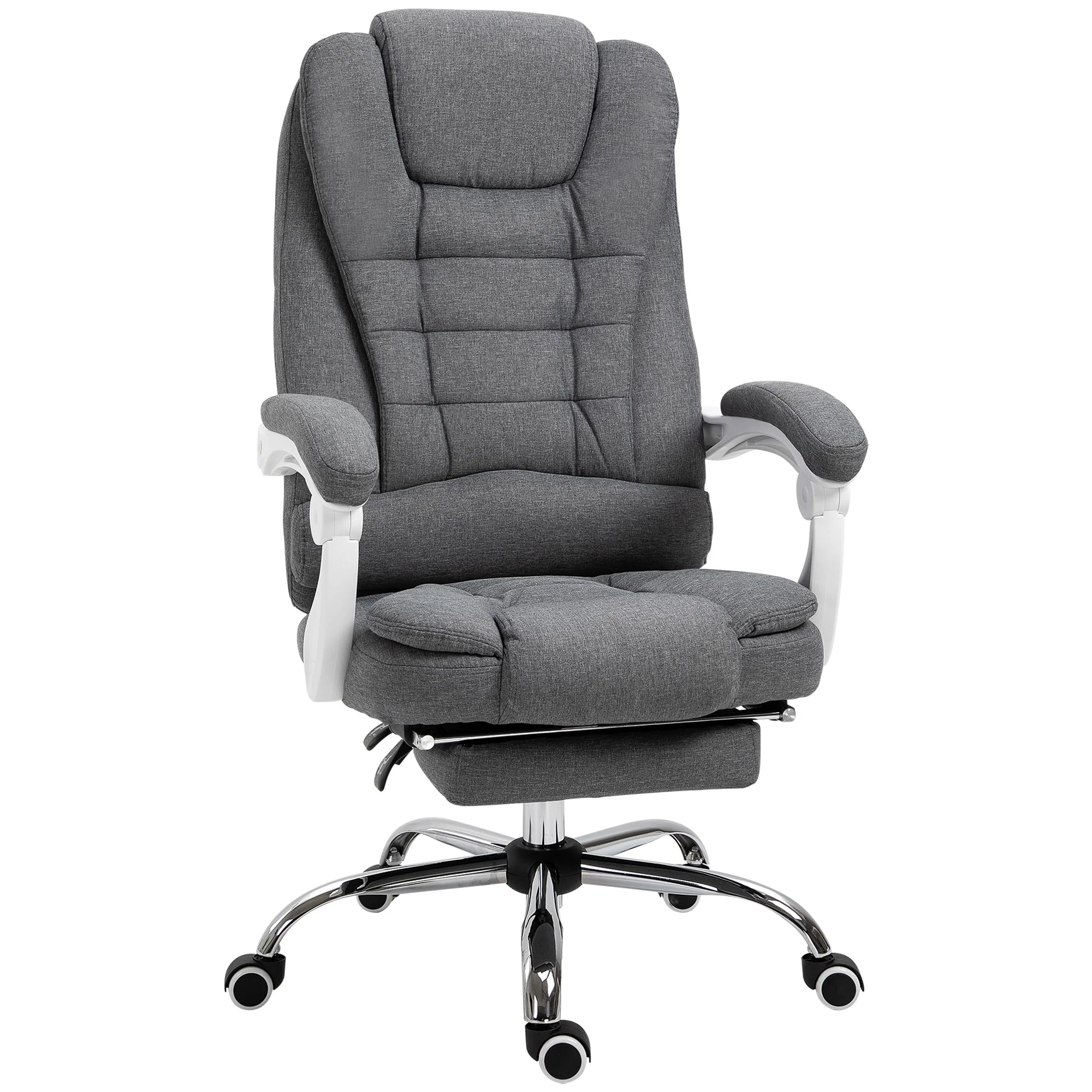 Vinsetto High-Back Executive Office Chair: Footrest, Linen-Fabric, Padded Armrests - Ergonomic