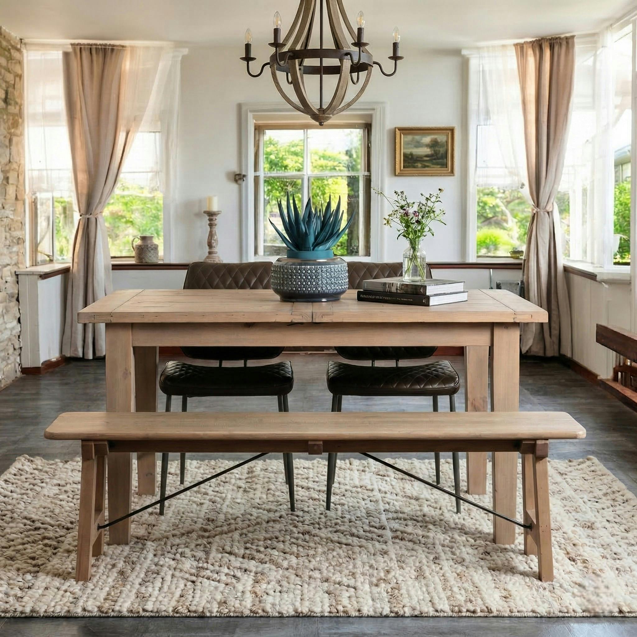Banc de table bois recyclé clair 150 cm SALERNE