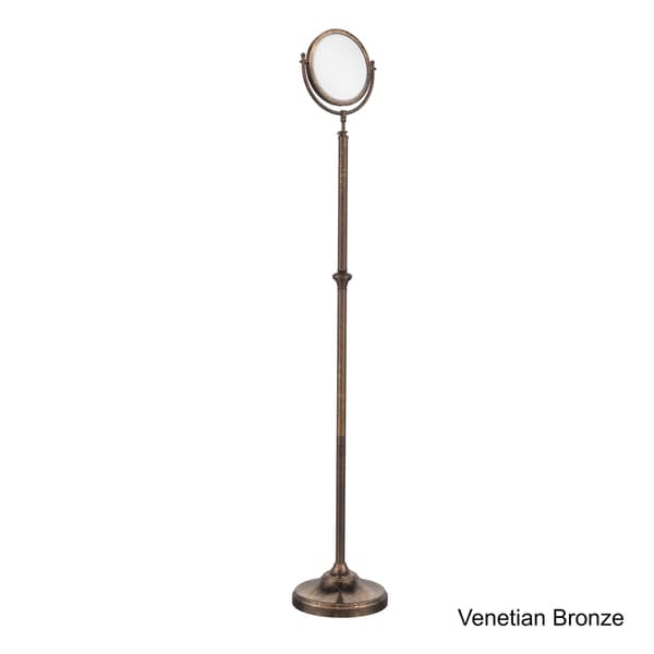 Allied Brass Adjustable Height Floor-standing Makeup Mirror with 8-inch Diameter and 3X Magnification
