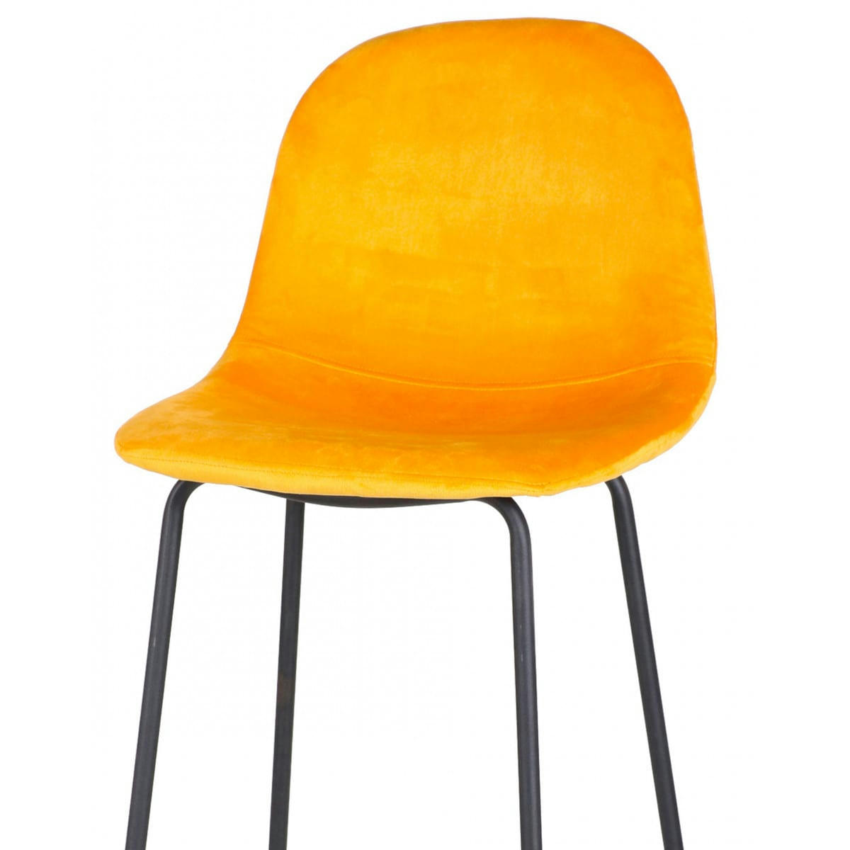 VELOURS - Tabouret de bar métal noir et assise velours jaune