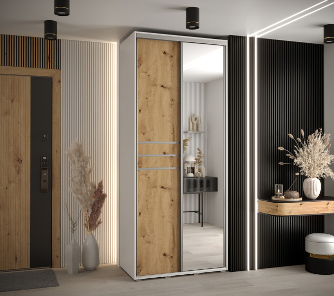 Szafa przesuwna 45 wysoka Davos 11 100 biały artisan srebrny