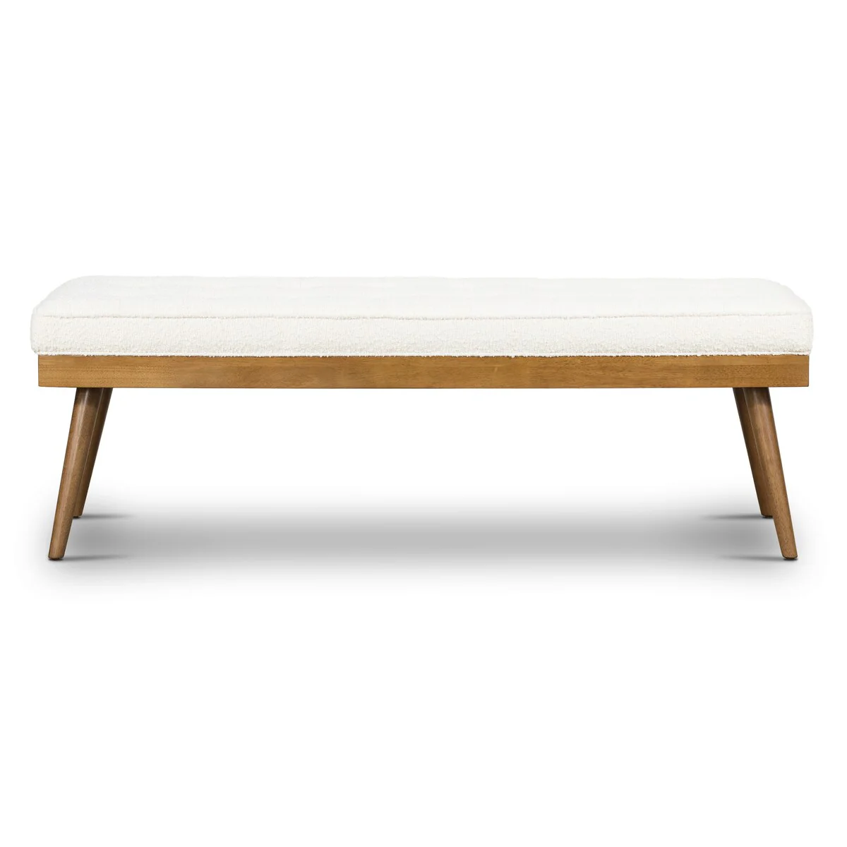 Poly & Bark Luca Fabric Bench - Tufted Seat with Solid Wood Legs
