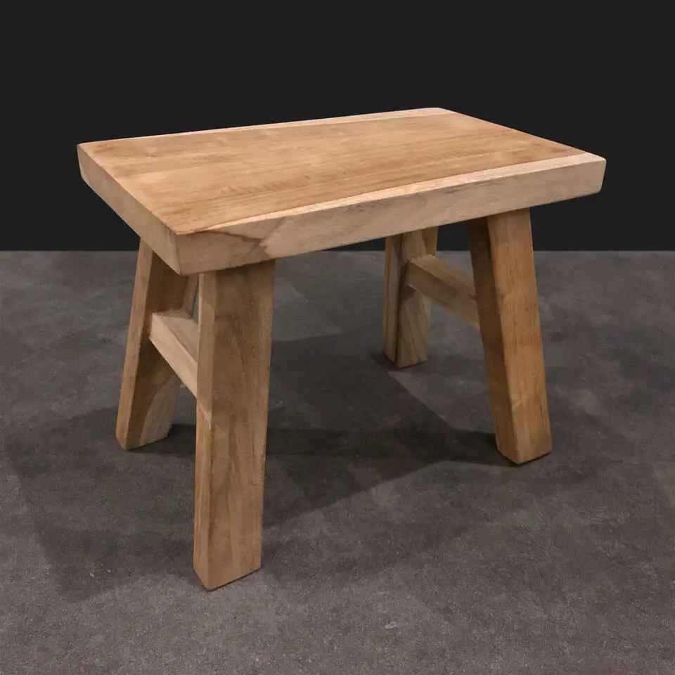 Home & Styling Krukje - teak hout - 31 x 19 x 25 cm - opstapje