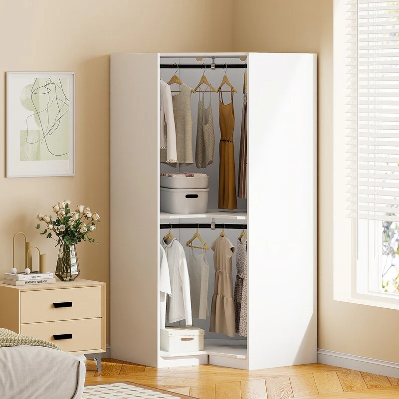 Polygon Corner Wardrobe Hanging Storage Closet Cabinet