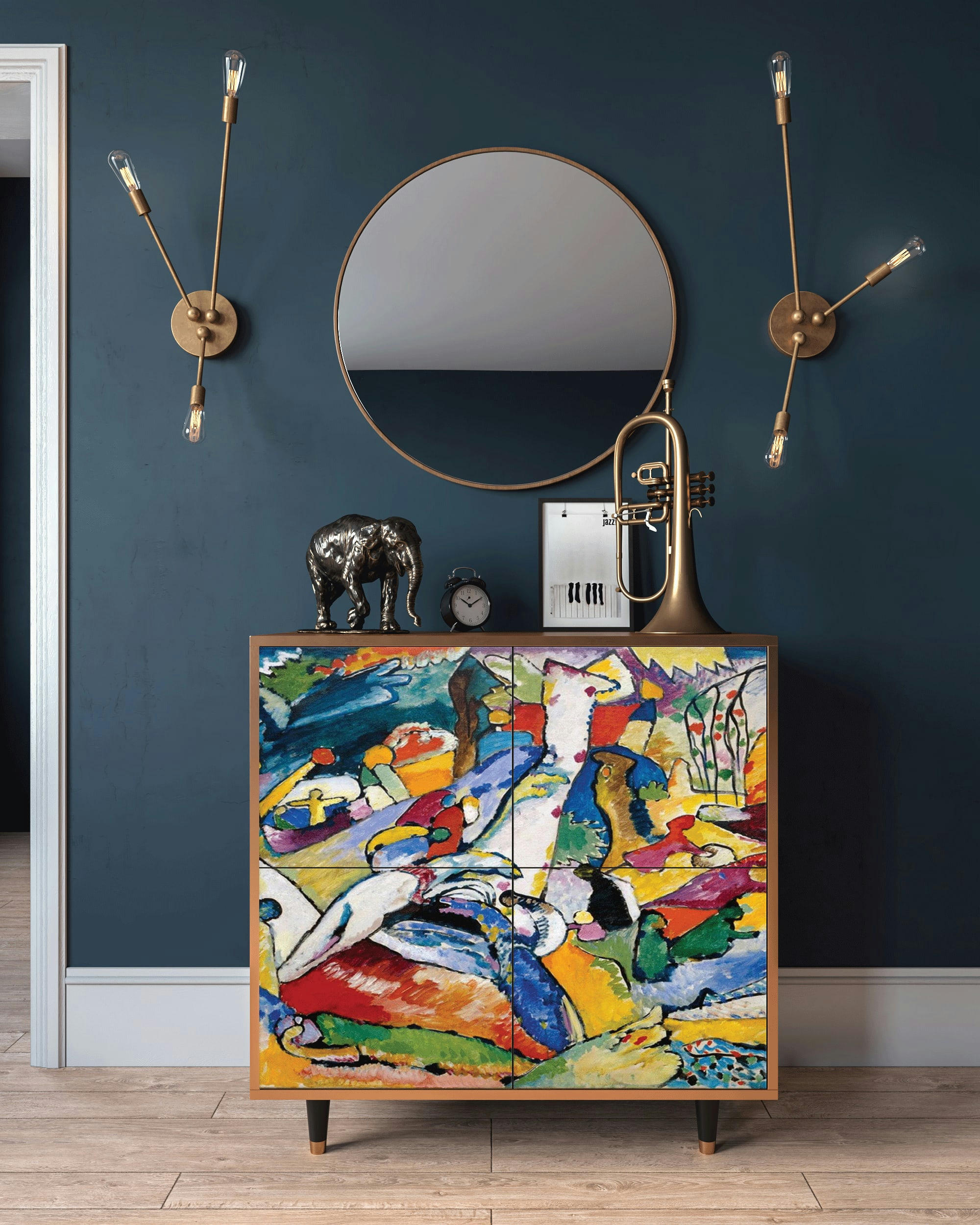 IMPROVISATION 26 BY WASSILY KANDINSKY - Buffet  multicolore 4 portes L 94 cm