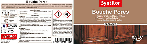 Bouche pores pour meubles et bois eries Syntilor 0.5 L