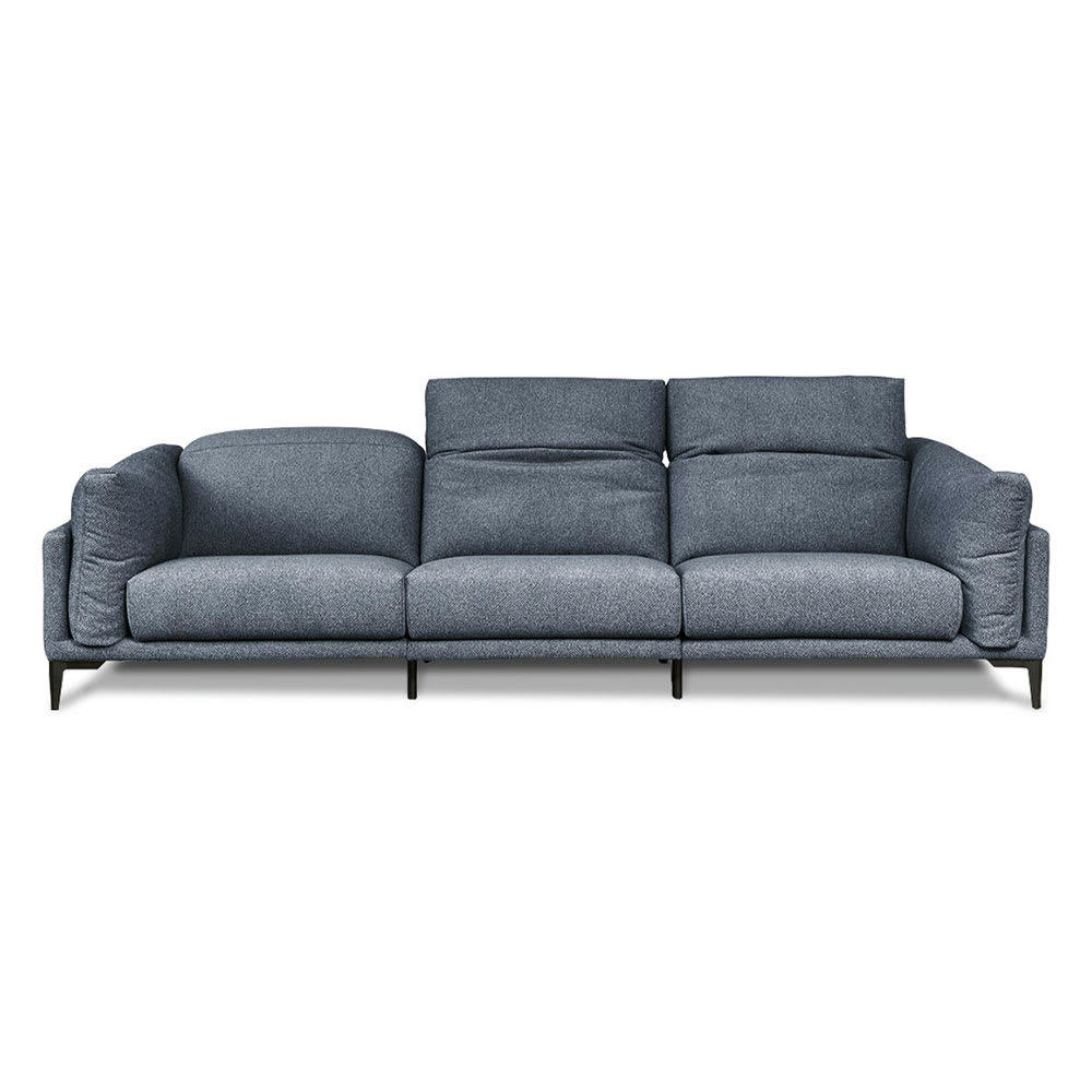 - Canapé 4 places droit tissu bleu