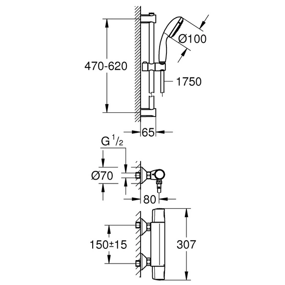 Thermostat-Brausebatterie »Precision Trend«, chromfarben