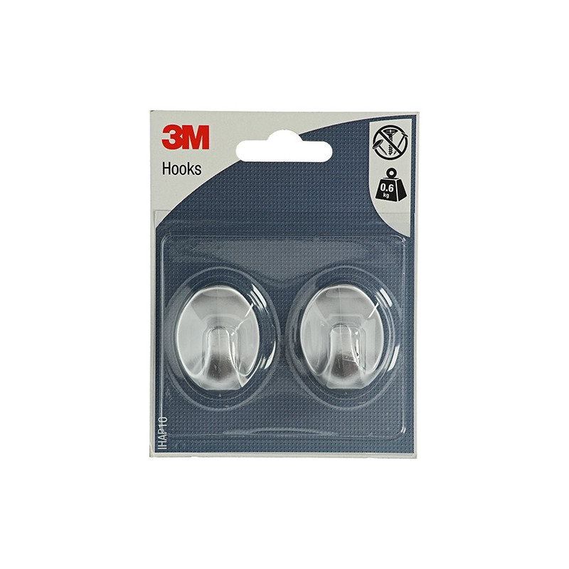 Crochet ovale adhésif en plastique medium gris 3M
