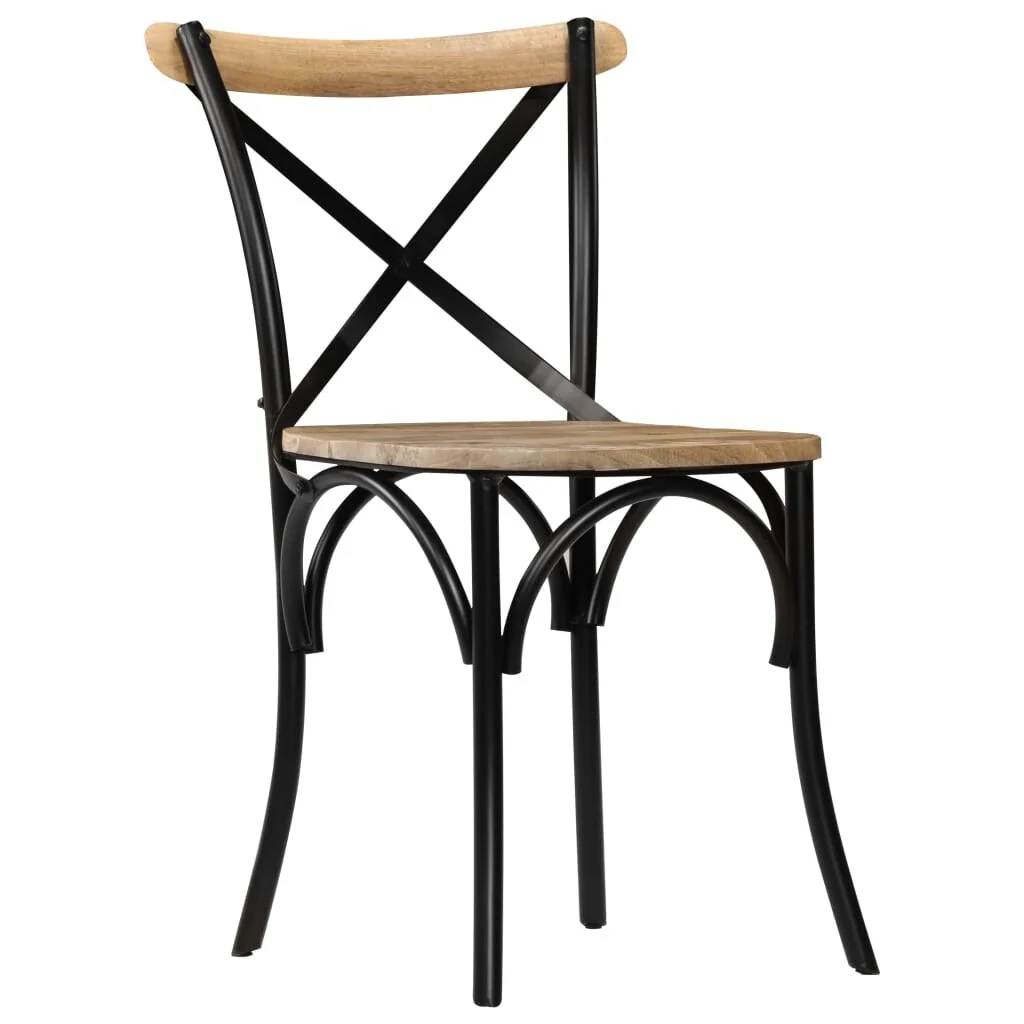 vidaXL Cross Chairs 6 pcs Black Solid Mango Wood - 20.1 x 20.5 x 33.1