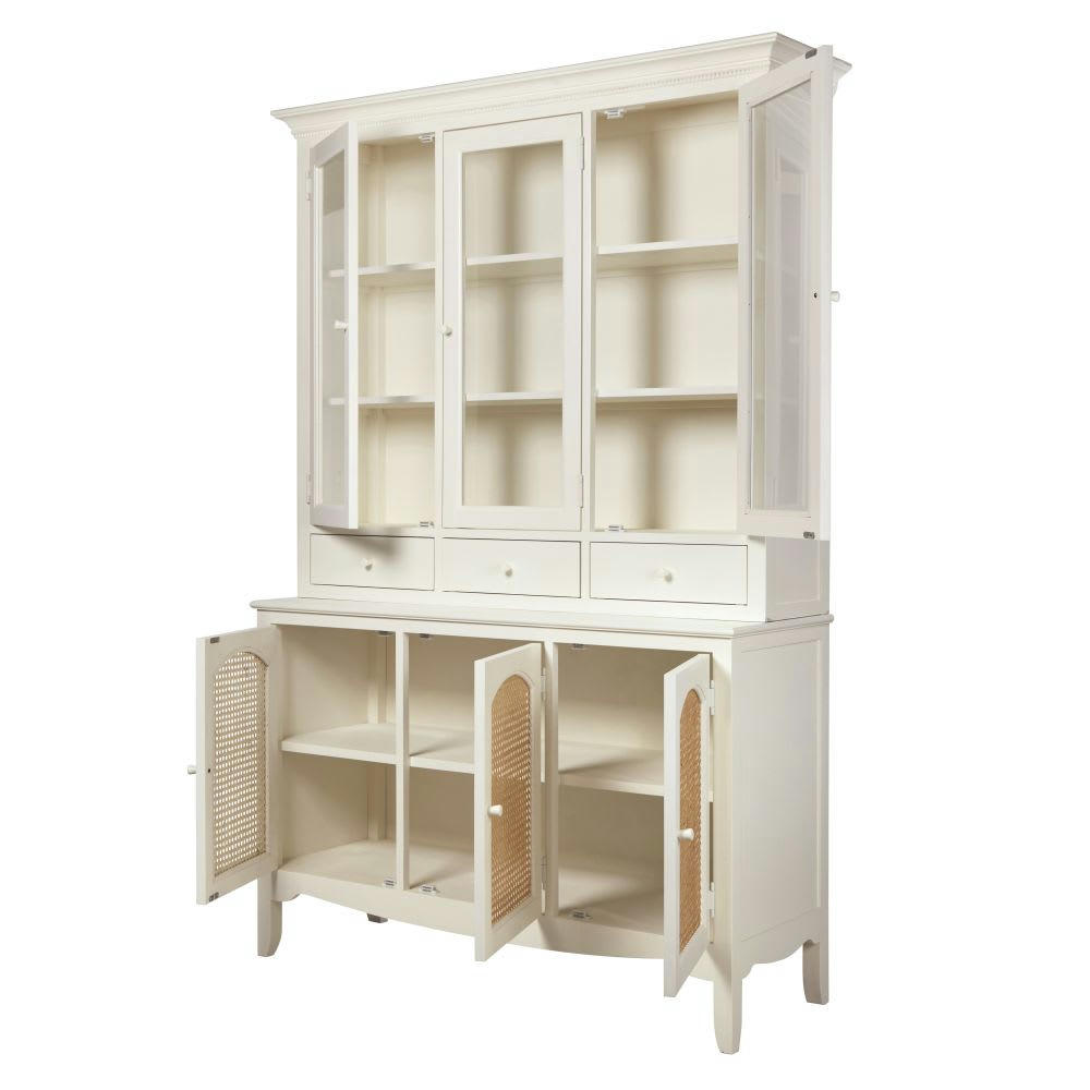 Debbie - Vaisselier en cannage 6 portes blanc cassé