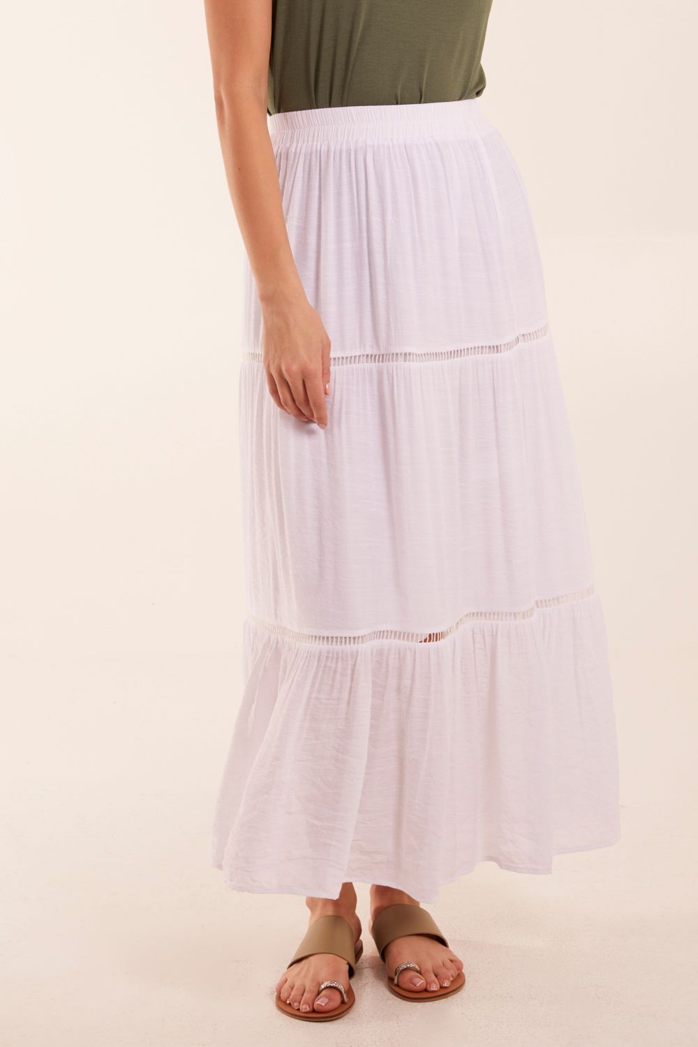 Blue Vanilla Ladder Trim Midi Skirt