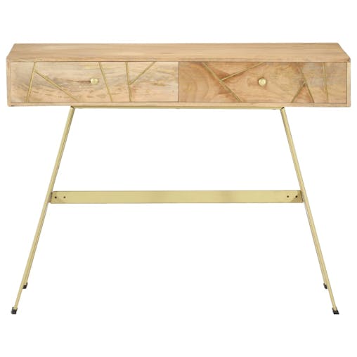 NNEVL Writing Desk with Drawers 100x55x75 cm Solid Mango Wood