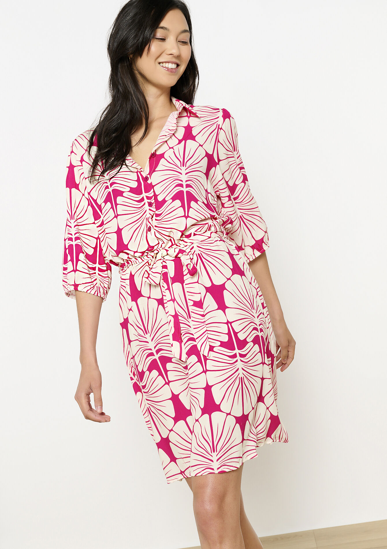 Jurk met bladerprint