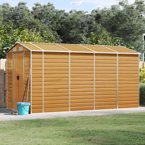 NNEVL Garden Shed Light Brown 191x385x198 cm Galvanised Steel