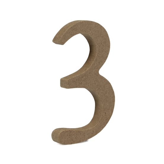 Mini MDF Wooden Number 3 8cm