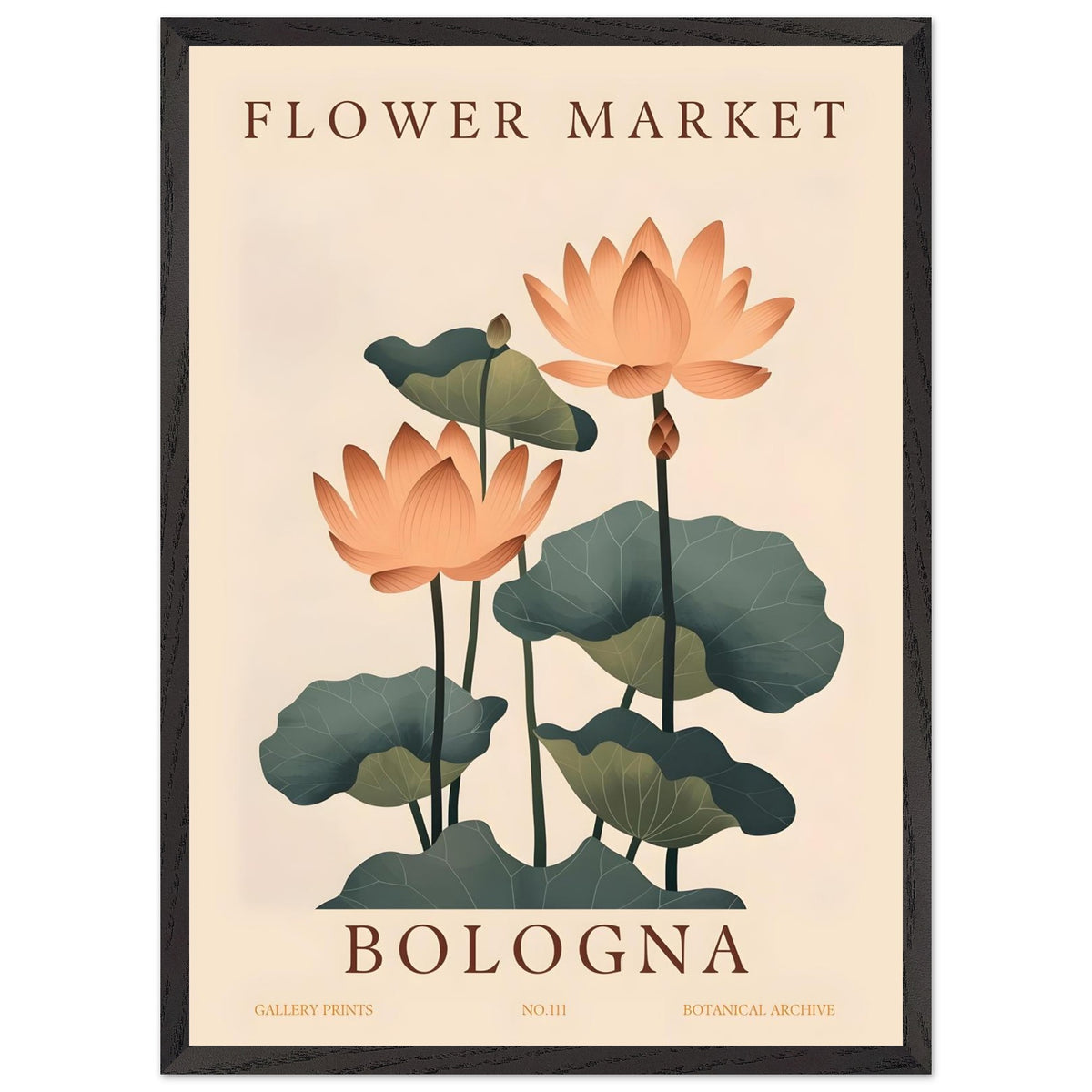 Artfulprints Poster met Lijst Flower market - Bologna  - 50x70 cm - Meerkleurig
