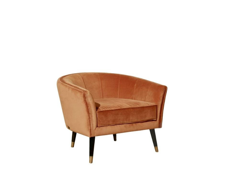 ROMA - Fauteuil  club en velours caramel